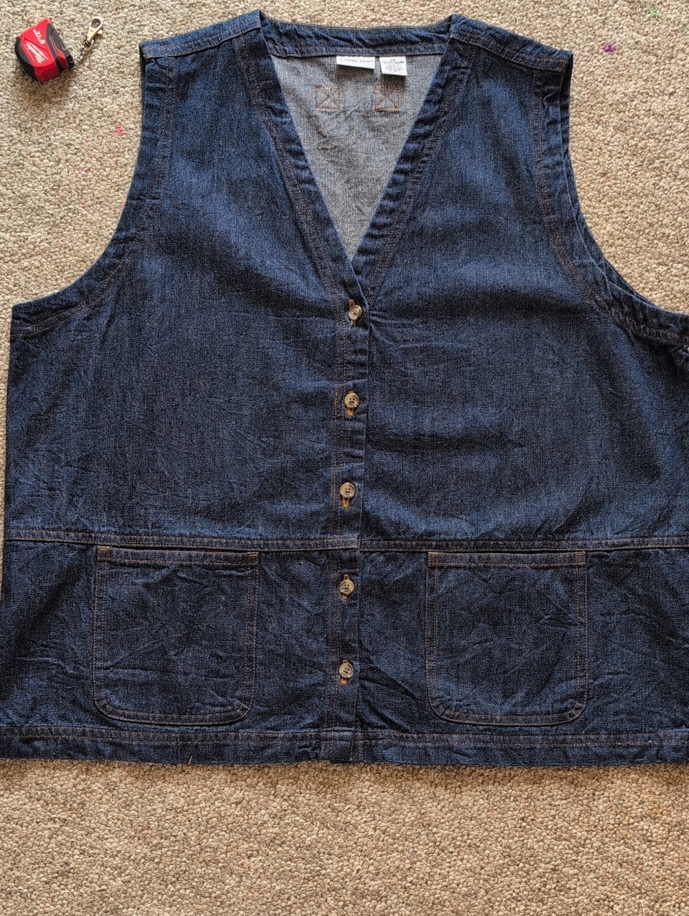 Cabin Creek Dark Indigo Denim Vest with Contrast Stitching